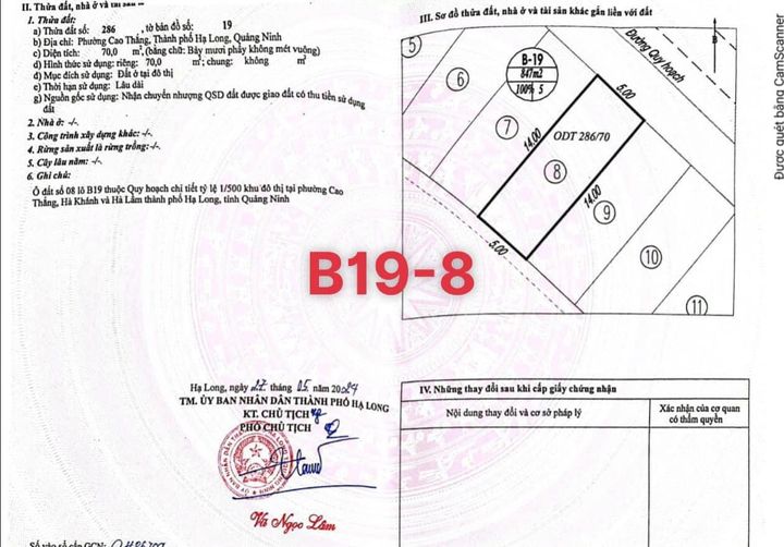 Bán Lô B19-8 KĐT Lideco,Bãi Muối,P.Cao Thắng,Hạ Long. DT:70m2