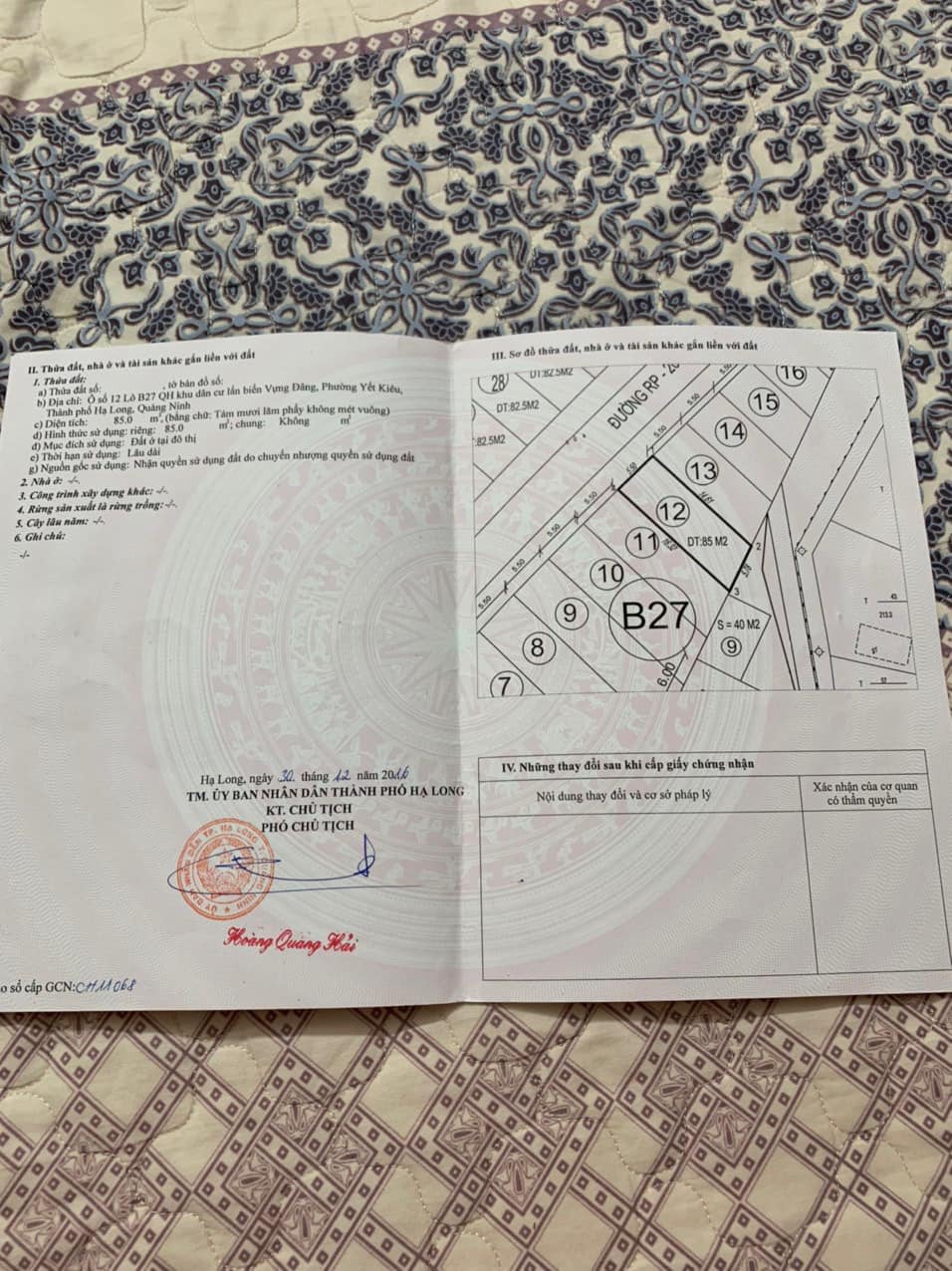 Bán Lô B27-12 KĐT Vựng Đâng,P.Yết Kiêu. DT:85m2,MT:5.5m.H:TB