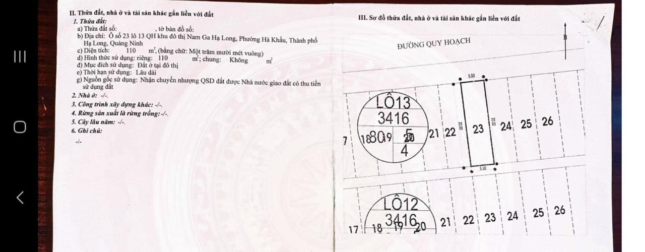 Bán L13 KĐT Nam Ga,Hạ Long.DT:110m2,MT:5.5m.H:Bắc Siêu Đẹp !!!