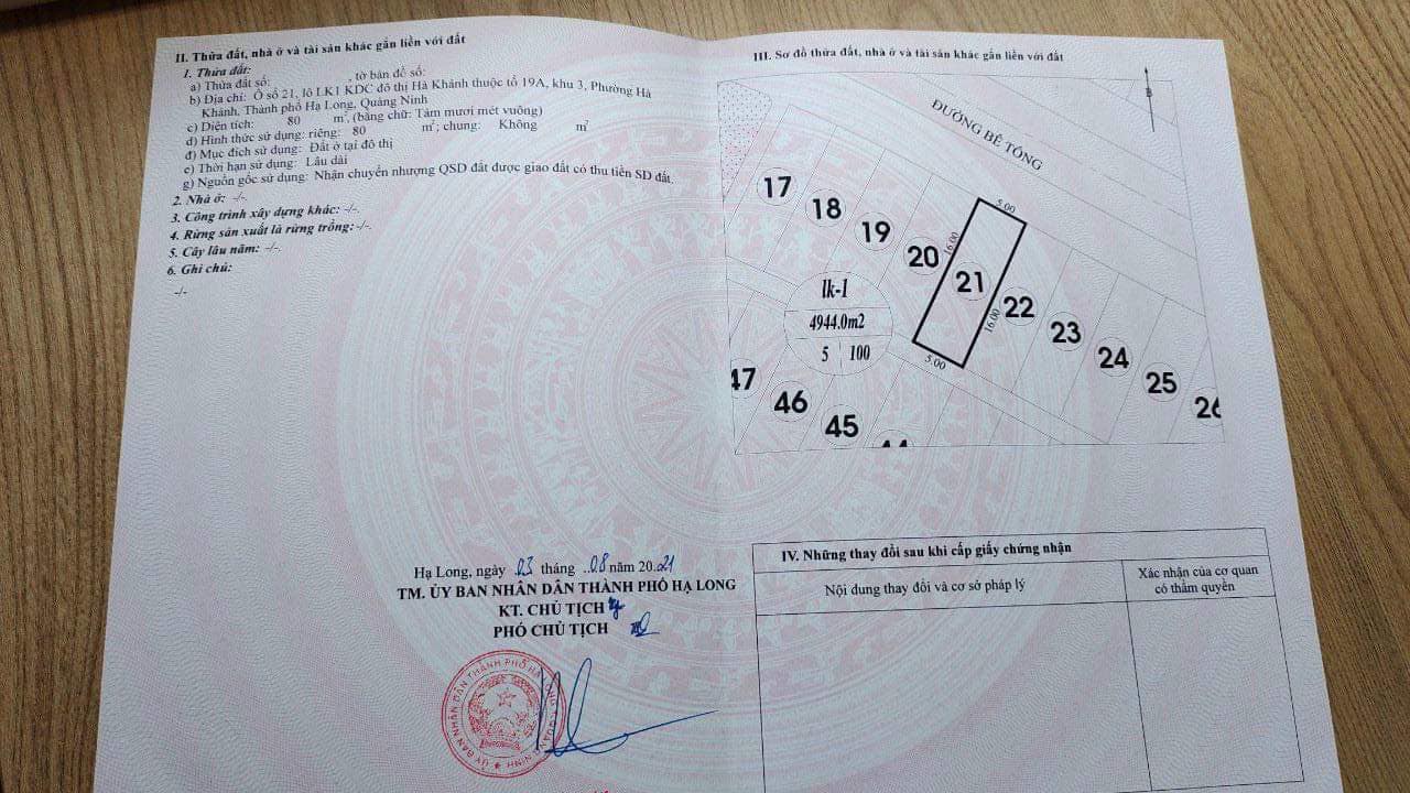 Bán Đất KĐT Cầu K67,P.Hà Khánh. Diện tích: 80m2,MT:5m.H:Đông Bắc !!!