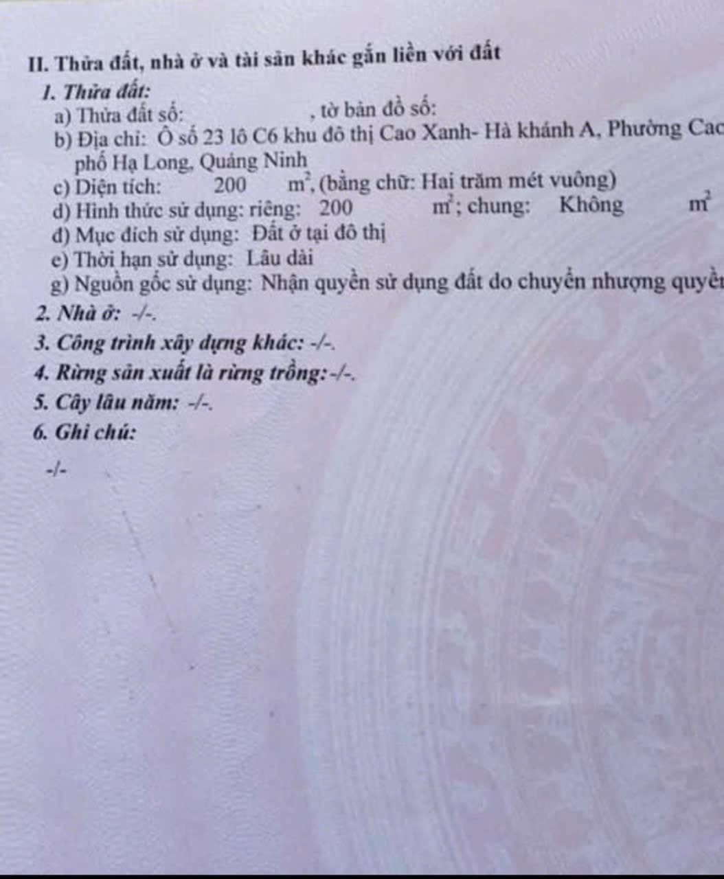Bán Lô C6-23 KĐT Cao Xanh,Hà Khánh A. DT:200m2,MT:8m.H:Tây Bắc !!!