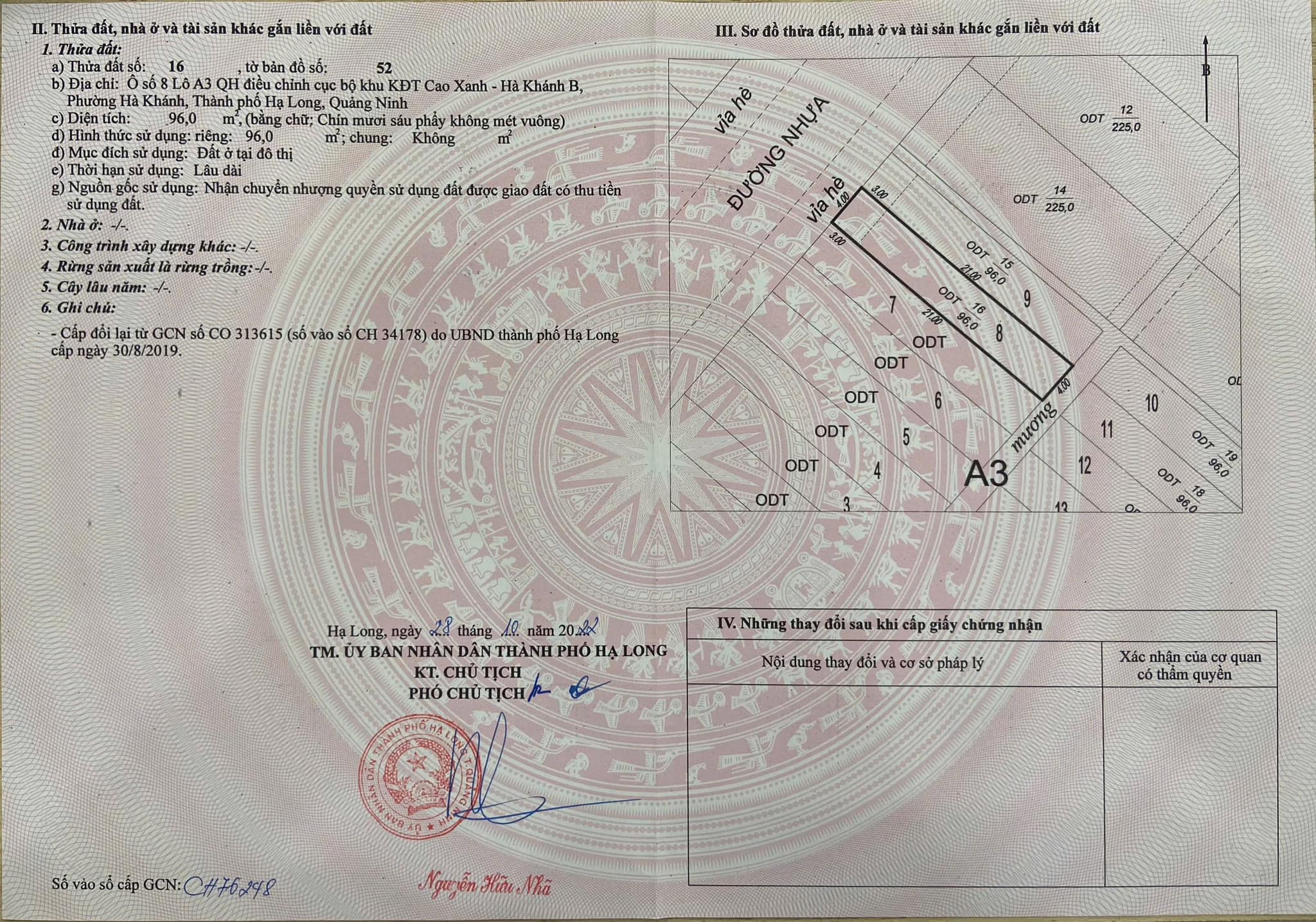 Bán Đất TĐC Hà Khánh B,P.Hà Khánh.DT:96m2,MT:4m.H:Tây Bắc !!!