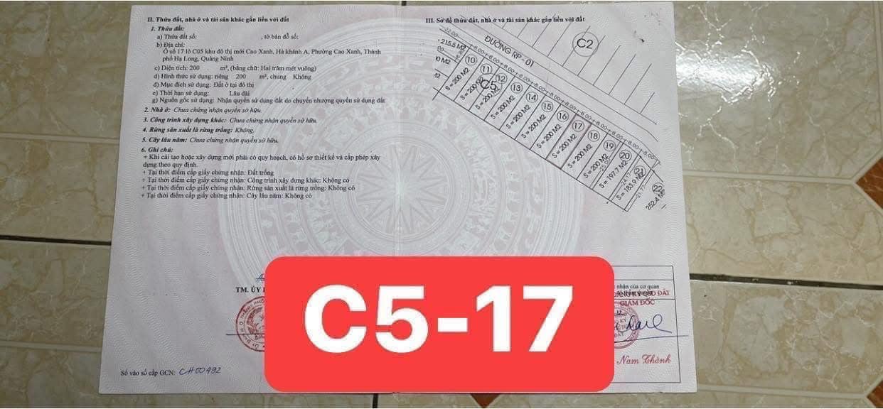 Bán Đất KĐT Cao Xanh Hà Khánh A,P.Cao Xanh. DT:200m2,MT:8m