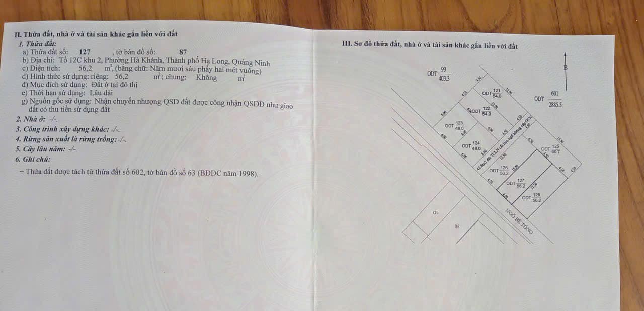 Bán Đất Ngõ 156 Làng Công An,P.Hà Khánh.DT:56.2m2,MT:4.5m !!!