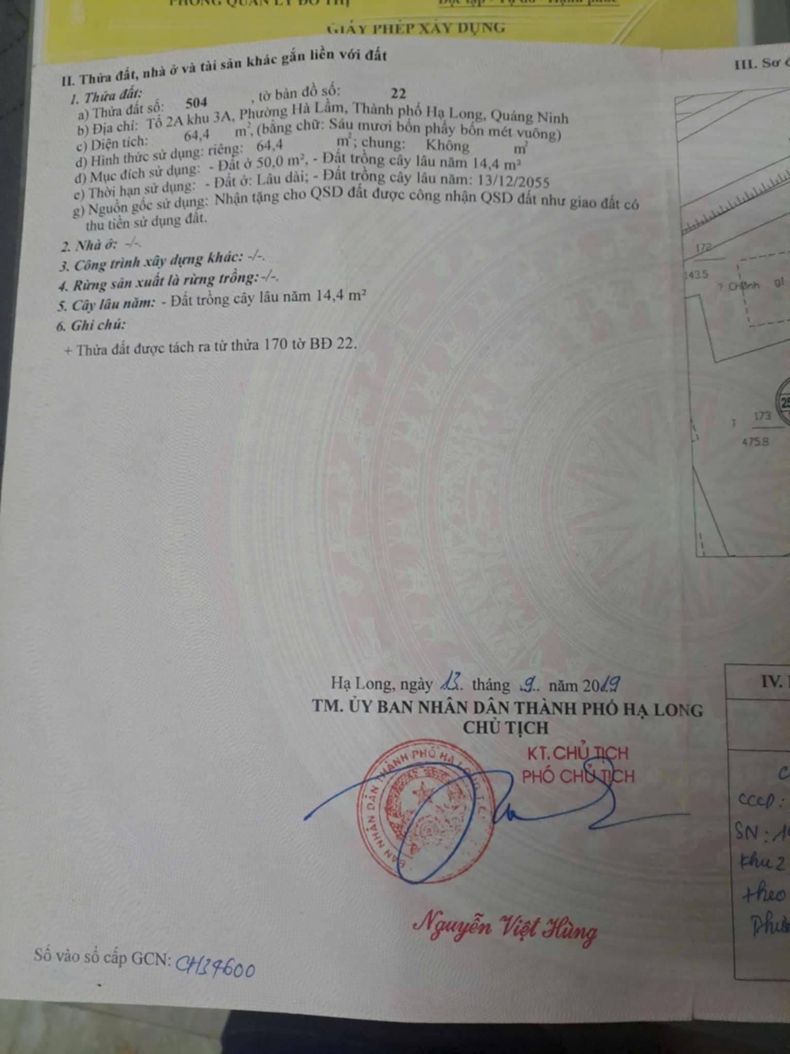 Bán Đất Sau Chung Cư Than Hà Lầm. DT:64.4m2,MT:6m.Oto Đỗ Cửa !!!