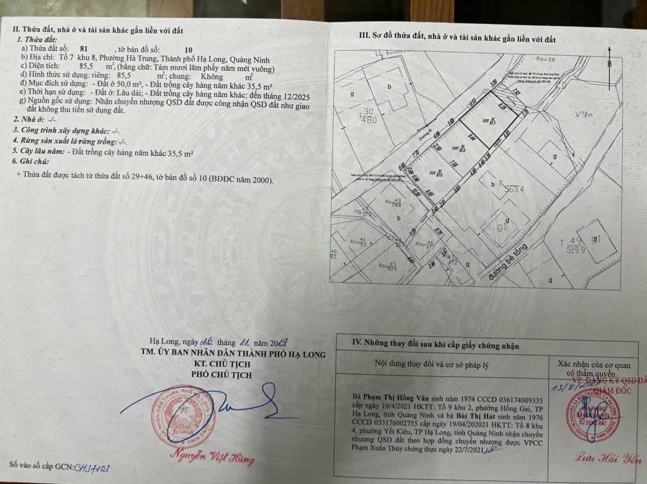 Bán Đất Ngõ Bà Mít P.Hà Trung. DT:85.5m2,MT:9.53m Oto đỗ cửa !!!