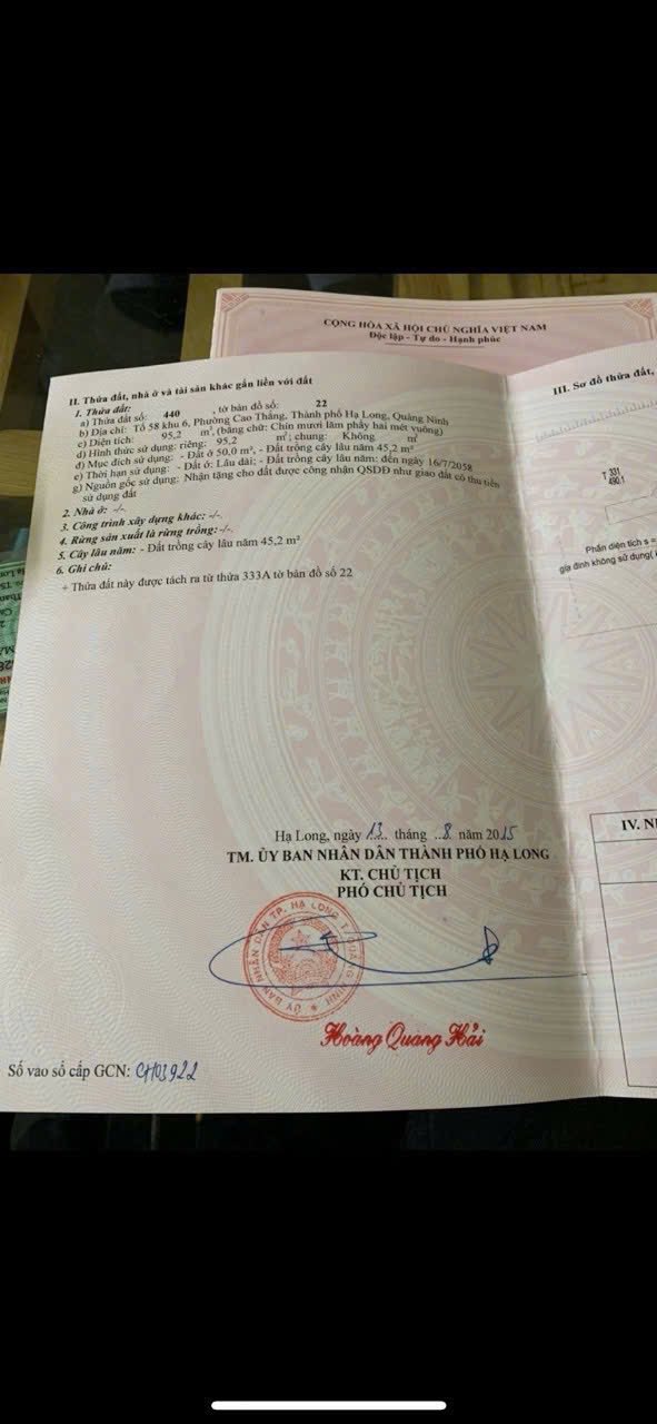 Bán Đất Ngõ 14 Cao Thắng,DT:95m2,MT:4.5m Oto Đỗ Cửa !!!