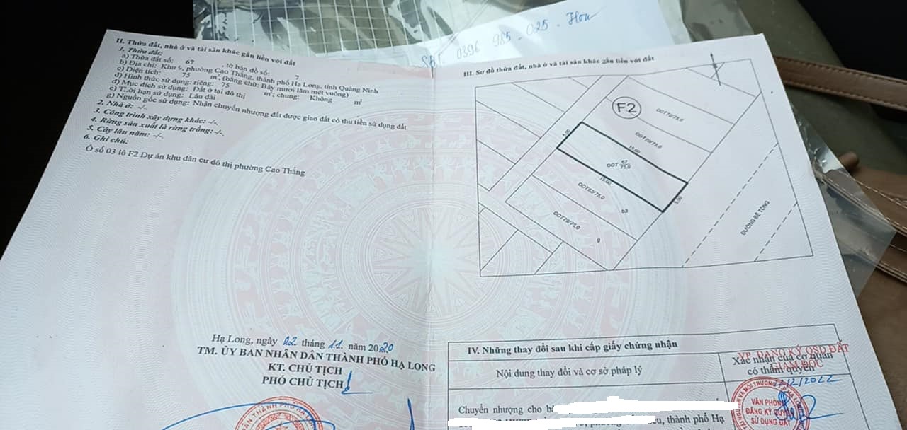 Bán Lô F2-3 KĐT Ông Nhan,P.Cao Thắng. DT:75m2,MT:5m.H:Đông Nam !!!