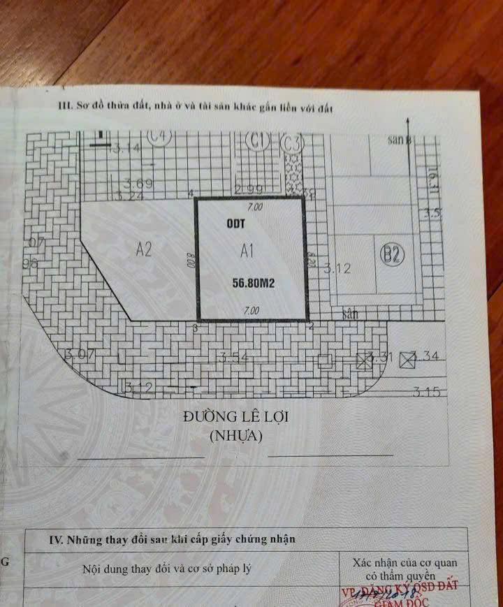 Bán Đất Mặt Đường Lê Lợi,Gần Nhà Máy Bia. DT:56.8m2,MT:7m Siêu Đẹp !!!
