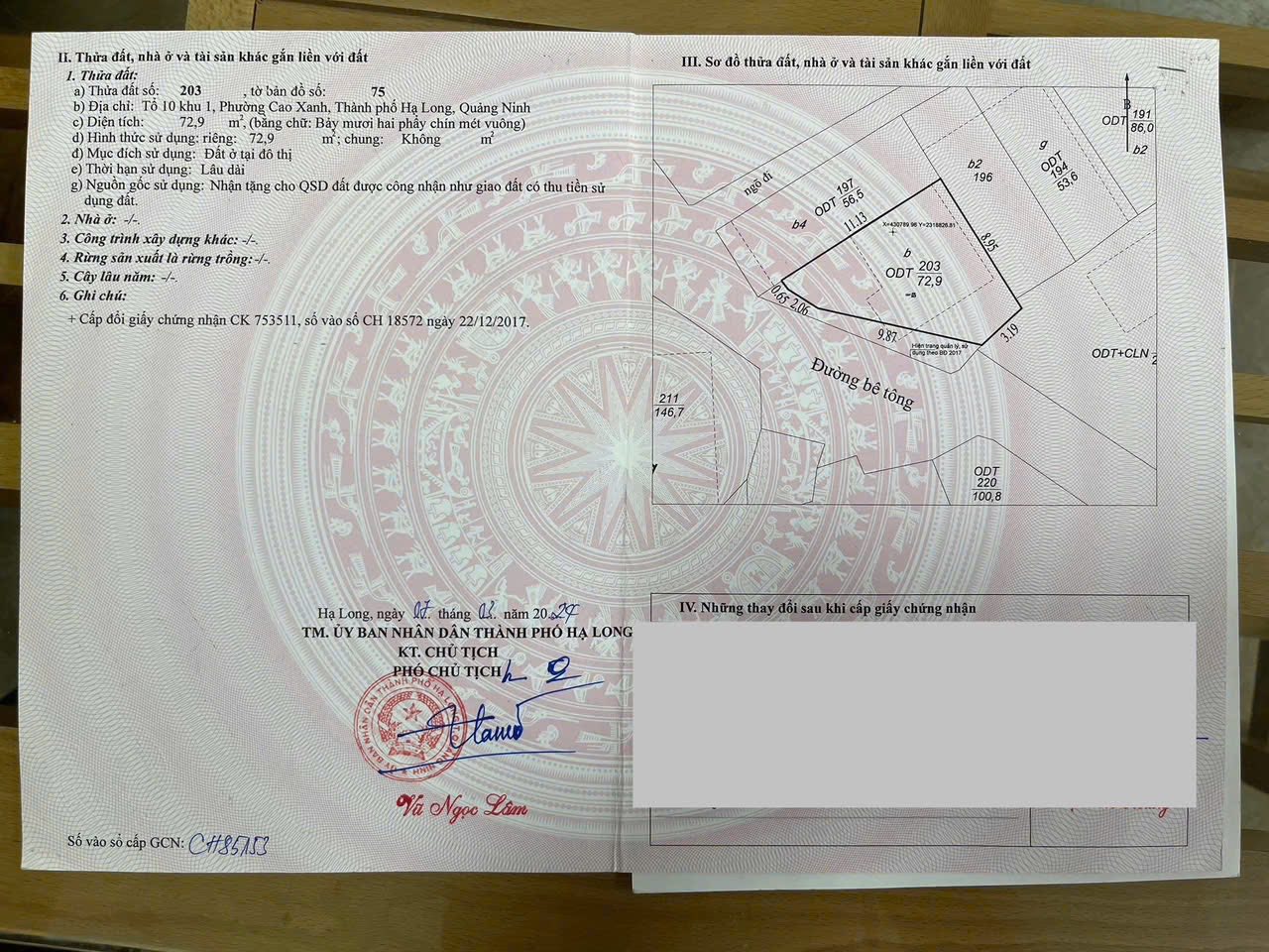 Bán Đất Ngõ 6 Cao Xanh,P.Cao Xanh. DT:72.9m2,Oto Đỗ Cửa !!!