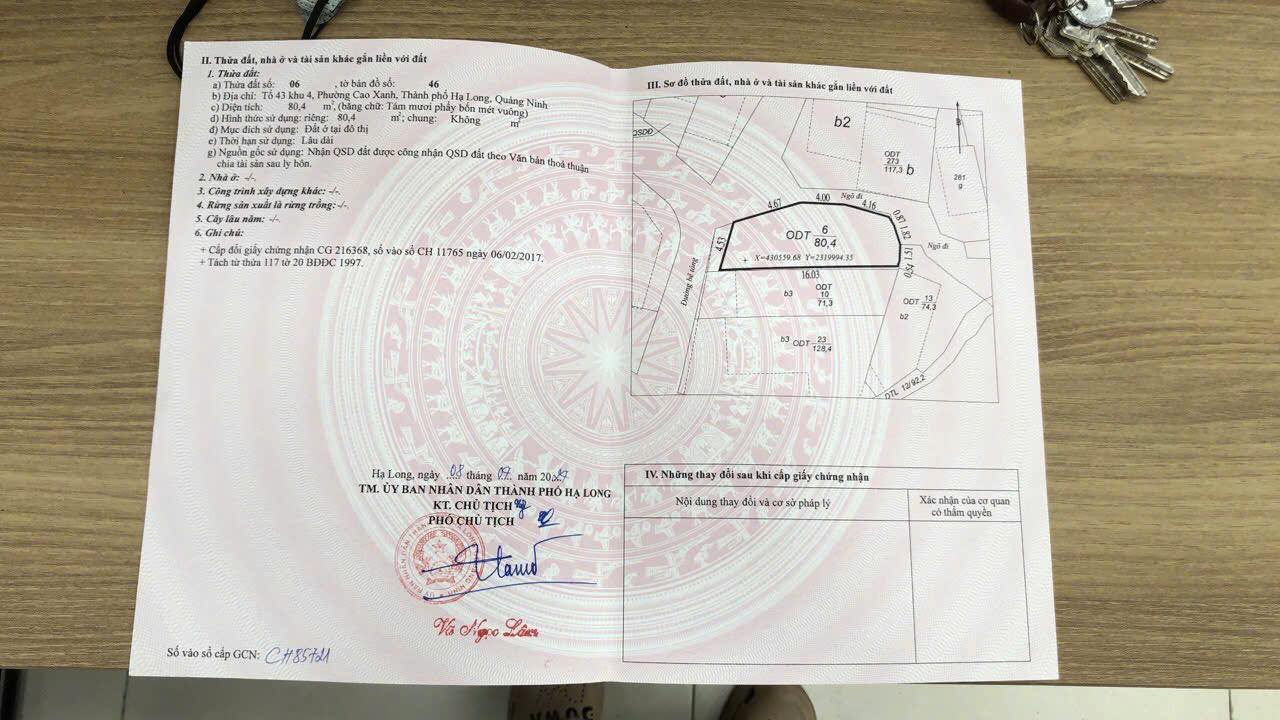 Bán Nhà 3 Tầng Ô Góc Ngõ 20 Cao Xanh. DT:80m2 Oto Tận Cửa !!!